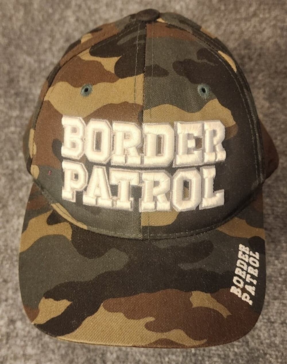 Vintage Border Patrol Camo Baseball Hat Cap Embroidered Made In USA Woodland